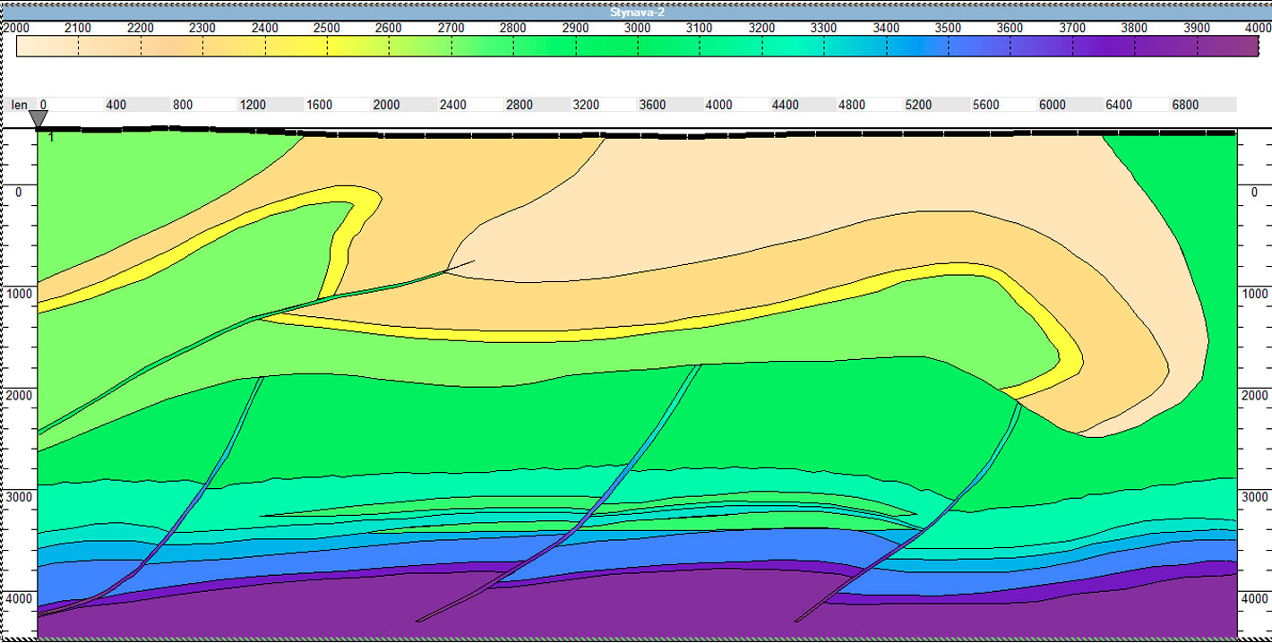 An example of a geological model built in Tesseral Pro